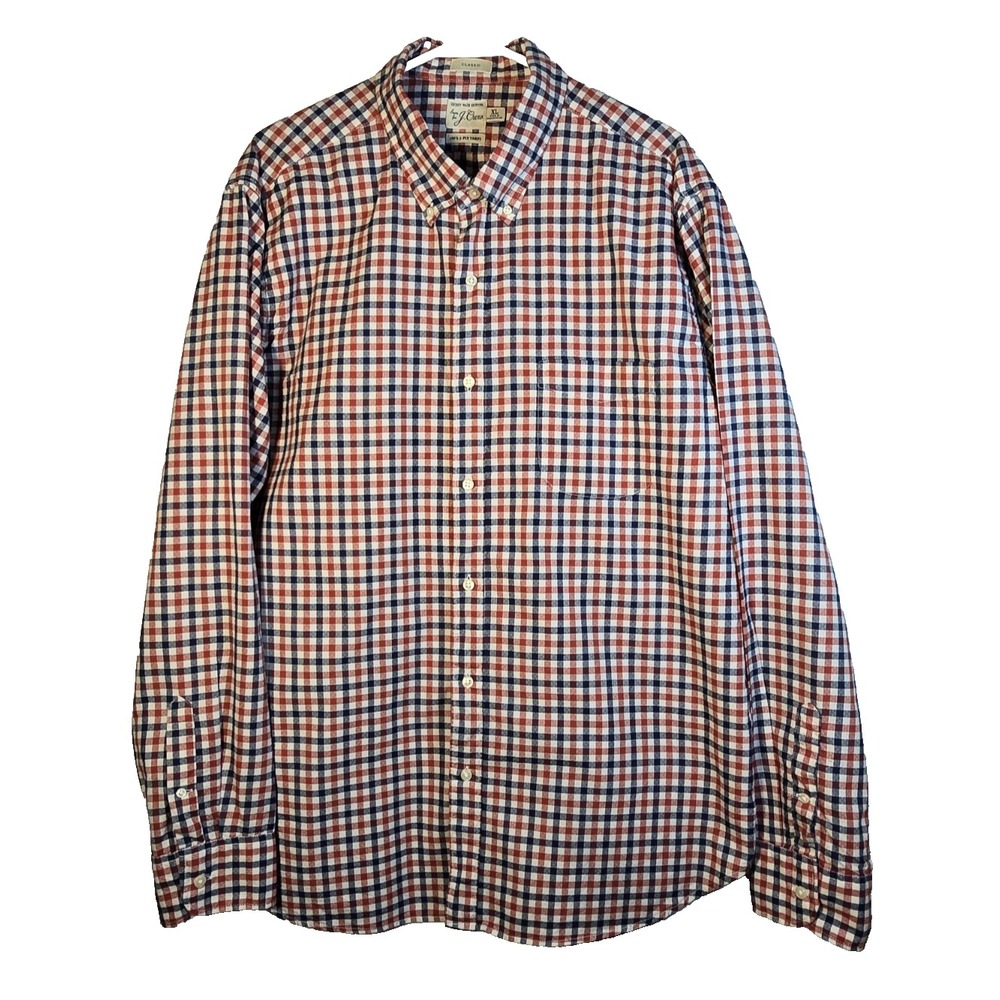 J Crew Mens Shirt XL Secret Wash Shirting Button-Down Long Sleeve Red/Blue Plaid
